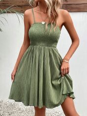 Акція на Сукня коротка літня жіноча SHEIN GD-00145702 S Сіро-зелена від Rozetka