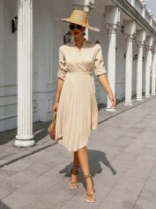 Акція на Сукня міді літня жіноча SHEIN GD-00120449 XS Світло-бежева від Rozetka