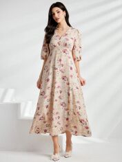 Акція на Сукня довга літня жіноча SHEIN GD-00113908 M Світло-бежева від Rozetka