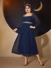 Акція на Сукня літня жіноча SHEIN GD-00138243 3XL Темно-синя від Rozetka