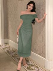 Акція на Сукня літня жіноча SHEIN GD-00144092 XL Сіро-зелена від Rozetka