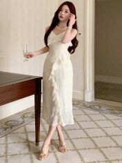 Акція на Сукня літня жіноча SHEIN GD-00150270 XL Молочна від Rozetka