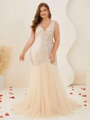 Акція на Сукня літня жіноча SHEIN GD-00118866 4XL Світло-бежева від Rozetka