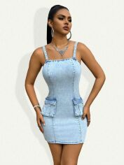 Акція на Сукня джинсова жіноча SHEIN GD-00152214 2XL Блакитна від Rozetka