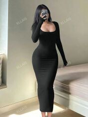 Акція на Сукня осіння жіноча SHEIN GD-00093119 M Чорна від Rozetka