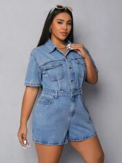 Акція на Комбінезон джинсовий жіночий SHEIN GD-00137802 2XL Блакитний від Rozetka