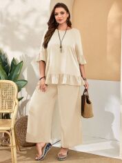 Акція на Костюм жіночий SHEIN GD-00138224 5XL Світло-бежевий від Rozetka
