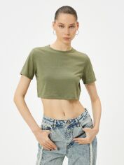 Акція на Футболка коротка жіноча Koton 4SAL10828IK876 L Хакі від Rozetka