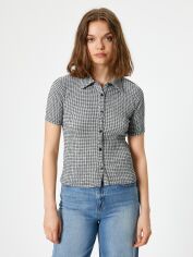 Акція на Сорочка жіноча Koton 4SAL10727IK9C9 XL Чорний/Білий від Rozetka