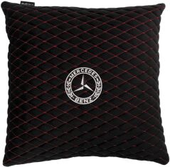 Акція на Подушка EVAtech 40 х 40 см Mercedes-Benz Чорна з червоною ниткою від Rozetka