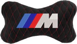Акція на Подушка на підголовник EVAtech 27 х 16 см BMW M Чорна з червоною ниткою від Rozetka