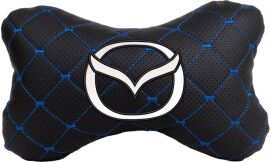 Акція на Подушка на підголовник EVAtech ECO 27 х 16 см Mazda Чорна з синьою ниткою від Rozetka