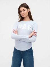 Акція на Лонгслів жіночий Gap Waffle-Knit Crewneck 522282 L Блакитний від Rozetka