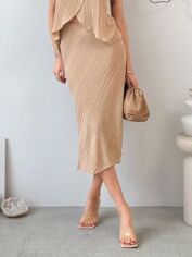 Акція на Спідниця міді осіння жіноча ARTKNIT Loren 39594 S Бежева від Rozetka