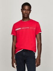 Акція на Футболка бавовняна довга чоловіча Tommy Hilfiger 78JB304XLG S Червона з принтом від Rozetka