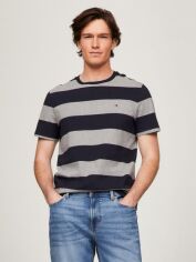 Акція на Футболка бавовняна довга чоловіча Tommy Hilfiger 78JB116FAP M Сіра з принтом від Rozetka