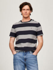 Акція на Футболка бавовняна довга чоловіча Tommy Hilfiger 78JB116FAP XL Сіра з принтом від Rozetka