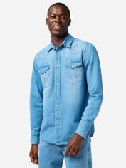 Акція на Сорочка джинсова чоловіча Wrangler 112362744 4XL Синя від Rozetka
