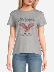 Акція на Футболка бавовняна жіноча Levi's 495524412 M Сіра з принтом ( 1159831563) від Rozetka