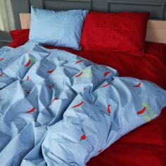 Акція на Комплект постільної білизни MirSon King Size 220х240 см 17-0751 Flame red Бязь від Rozetka