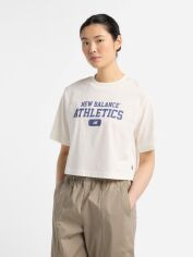 Акція на Футболка бавовняна оверсайз жіноча New Balance Heritage Relaxed WT51530SST L Бежева від Rozetka
