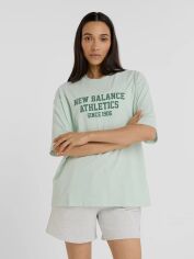 Акція на Футболка бавовняна оверсайз жіноча New Balance Athletics Varsity Os WT51909CYS XL Світло-зелена від Rozetka