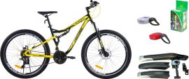 Акція на Набір Велосипед Crossride AMT ST Everest 27.5" 18" Жовтий + Камера Ponely 27.5х2.2/2.5 AV 48 мм + Щитки велосипедні Huasion 26" H-N27F + H-N27B + Комплект ліхтарів Jing Yi JY-267-C Силіконовий (0287-180-3+06720_pnl+04506+00731) від Rozetka