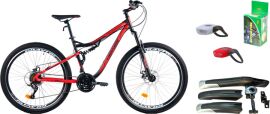 Акція на Набір Велосипед Crossride AMT ST Everest 27.5" 18" Червоний + Камера Ponely 27.5х2.2/2.5 AV 48 мм + Щитки велосипедні Huasion 26" H-N27F + H-N27B + Комплект ліхтарів Jing Yi JY-267-C Силіконовий (0287-180-3+06720_pnl+04506+00731) від Rozetka