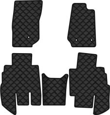 Акція на Килимки з екошкіри EVAtech ECO в салон авто для Wrangler (JK) Unlimited Sahara Restyling Jeep 2010-2018 3 покоління SUV USA Екошкіра чорна з чорною ниткою чорний кант від Rozetka