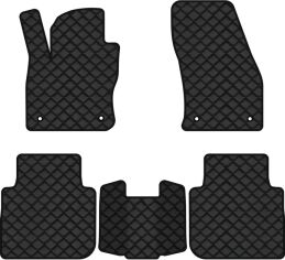 Акція на Килимки з екошкіри EVAtech ECO в салон авто для Tiguan Allspace 5 seats Volkswagen 2016-2020 1 покоління SUV USA Екошкіра чорна з чорною ниткою чорний кант від Rozetka