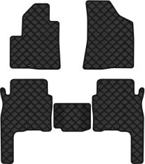 Акція на Килимки з екошкіри EVAtech ECO в салон авто для Santa FE (CM) 7 seats Hyundai 2006-2010 2 покоління SUV Korea Екошкіра чорна з чорною ниткою чорний кант від Rozetka