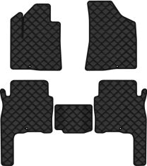 Акція на Килимки з екошкіри EVAtech ECO в салон авто для Santa FE (CM) 5 seats Hyundai 2006-2010 2 покоління SUV Korea Екошкіра чорна з чорною ниткою чорний кант від Rozetka