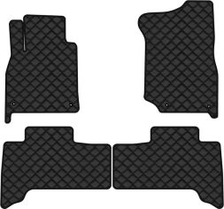 Акція на Килимки з екошкіри EVAtech ECO в салон авто для Land Cruiser (100) 7 seats Toyota 1998-2003 1 покоління SUV EU Екошкіра чорна з чорною ниткою чорний кант від Rozetka