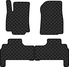 Акція на Килимки з екошкіри EVAtech ECO в салон авто для LX 570  7 seats Lexus 2008-2012 3 покоління SUV EU Екошкіра чорна з чорною ниткою чорний кант від Rozetka