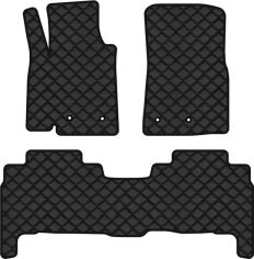 Акція на Килимки з екошкіри EVAtech ECO в салон авто для LX 570  7 seats Restyling Lexus 2012-2022 3 покоління SUV EU Екошкіра чорна з чорною ниткою чорний кант від Rozetka