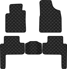Акція на Килимки з екошкіри EVAtech ECO в салон авто для Land Cruiser Prado (90) 5-doors 7 seats Toyota 1996-2002 2 покоління SUV EU Екошкіра чорна з чорною ниткою чорний кант від Rozetka