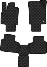 Акція на Килимки з екошкіри EVAtech ECO в салон авто для Atlas 6 seats Volkswagen 2016 1 покоління SUV USA Екошкіра чорна з чорною ниткою чорний кант від Rozetka
