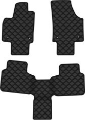 Акція на Килимки з екошкіри EVAtech ECO в салон авто для Atlas 6 seats Volkswagen 2016 1 покоління SUV USA Екошкіра чорна з чорною ниткою чорний кант від Rozetka