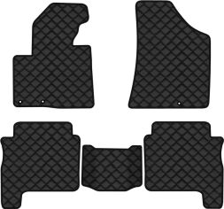 Акція на Килимки з екошкіри EVAtech ECO в салон авто для Santa FE (CM) Restyling (Floor Gas Pedal) 5 seats (3 clips) Hyundai 2010-2012 2 покоління SUV EU Екошкіра чорна з чорною ниткою чорний кант від Rozetka