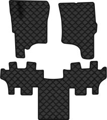 Акція на Килимки з екошкіри EVAtech ECO в салон авто для Rodius 7 seats SsangYong 2004-2013 1 покоління Minivan EU Екошкіра чорна з чорною ниткою чорний кант від Rozetka