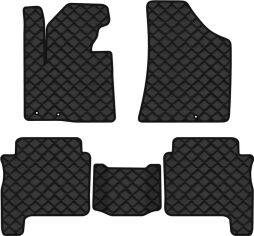 Акція на Килимки з екошкіри EVAtech ECO в салон авто для Santa FE (CM) Restyling (Floor Gas Pedal) 5 seats Hyundai 2010-2012 2 покоління SUV USA Екошкіра чорна з чорною ниткою чорний кант від Rozetka