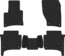 Акція на Килимки з екошкіри EVAtech ECO в салон авто для Touareg (7P) Restyling (4-zone climate control) Volkswagen 2014-2018 2 покоління SUV EU Екошкіра чорна з чорною ниткою чорний кант від Rozetka