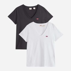 Акція на Набір футболок бавовняних жіночих Levi's A3624-0000 M 2 шт Чорний/Білий від Rozetka