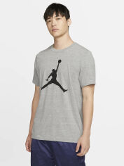 Акція на Футболка бавовняна довга чоловіча Nike Jordan Jumpman Ss Crew CJ0921-091 L Сіра з принтом від Rozetka