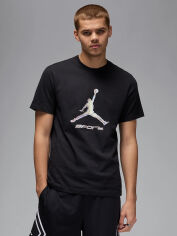 Акція на Футболка бавовняна довга чоловіча Nike Jordan Sport Dri-Fit HQ7984-010 XL Чорна з принтом від Rozetka