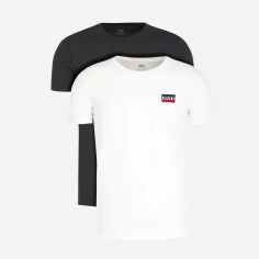 Акція на Набір футболок бавовняних довгих чоловічих 2 шт Levi's 2Pk Crewneck Graphic 2 Pack Sw 79681-0000 XL Білий/Чорний від Rozetka