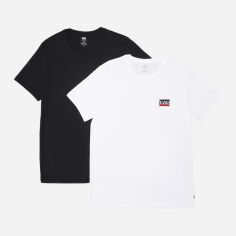Акція на Набір футболок бавовняних довгих чоловічих Levi's Crewneck Graphic 79681-0000 S 2 шт Білий/Чорний від Rozetka