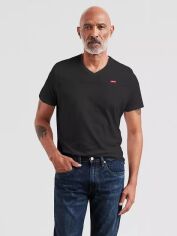 Акція на Футболка бавовняна довга чоловіча Levi's Original Hm Vneck 85641-0001 L Чорна від Rozetka