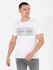Акція на Футболка бавовняна довга чоловіча Pierre Cardin G021SZ011-000-1567109 M Біла з принтом від Rozetka