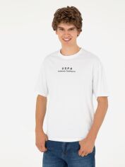 Акція на Футболка бавовняна довга чоловіча U.S. Polo Assn G081SZ011-000-2006915 M Біла від Rozetka